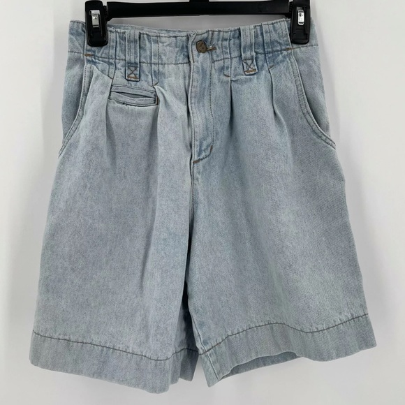 No Problem Vintage Denim Shorts Pleated Front Mom Light Wash 80s - Picture 1 of 4